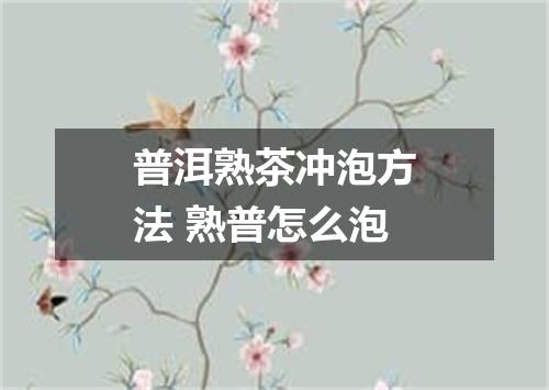 普洱熟茶冲泡方法 熟普怎么泡