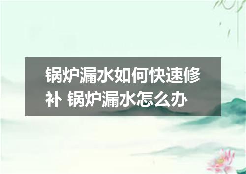 锅炉漏水如何快速修补 锅炉漏水怎么办