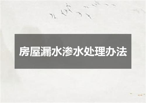 房屋漏水渗水处理办法