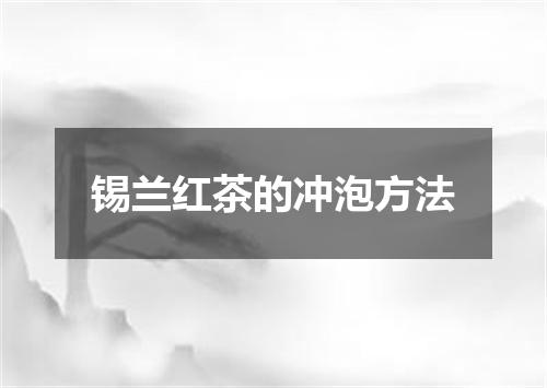 锡兰红茶的冲泡方法