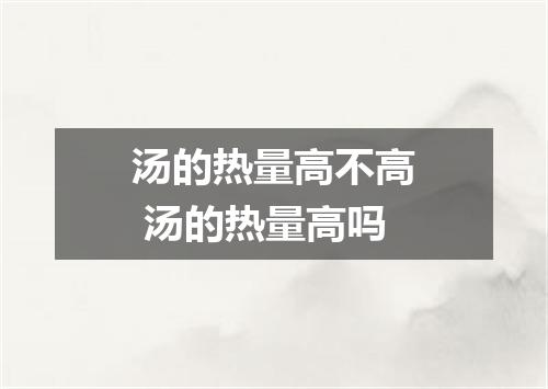 汤的热量高不高 汤的热量高吗