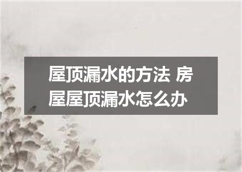 屋顶漏水的方法 房屋屋顶漏水怎么办