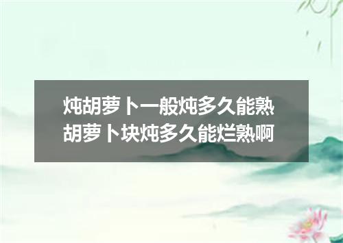 炖胡萝卜一般炖多久能熟 胡萝卜块炖多久能烂熟啊