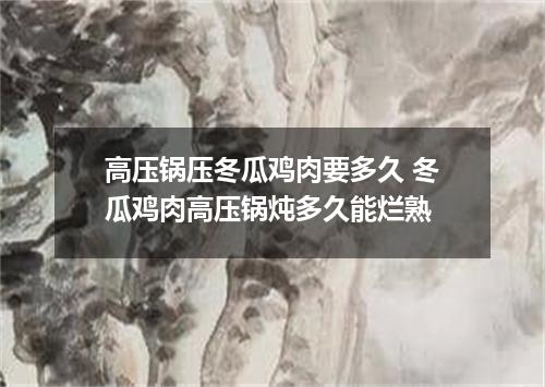 高压锅压冬瓜鸡肉要多久 冬瓜鸡肉高压锅炖多久能烂熟