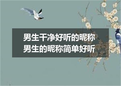 男生干净好听的昵称 男生的昵称简单好听