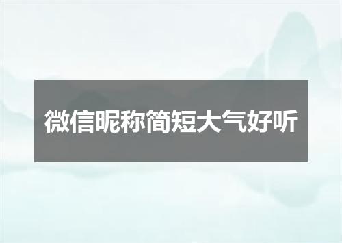 微信昵称简短大气好听
