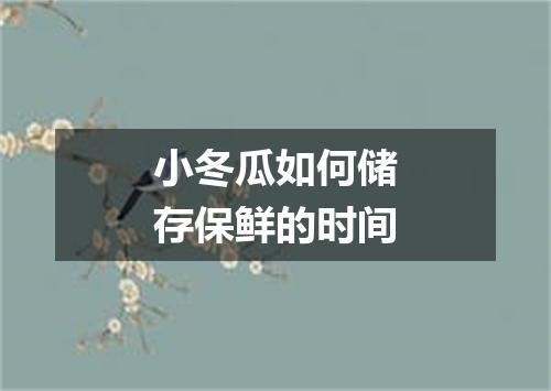 小冬瓜如何储存保鲜的时间
