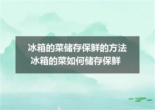 冰箱的菜储存保鲜的方法 冰箱的菜如何储存保鲜