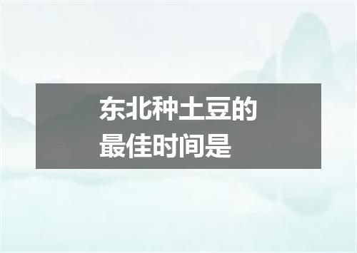 东北种土豆的最佳时间是