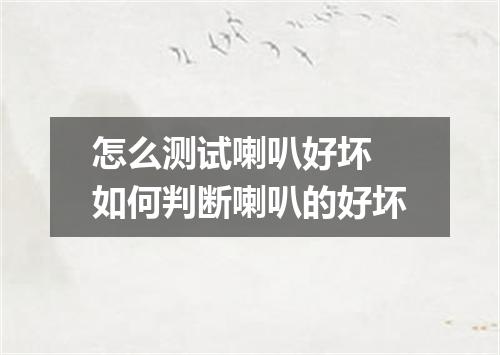 怎么测试喇叭好坏 如何判断喇叭的好坏
