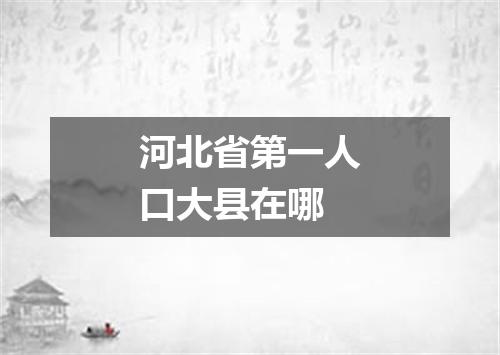 河北省第一人口大县在哪