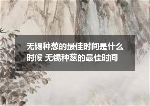 无锡种葱的最佳时间是什么时候 无锡种葱的最佳时间