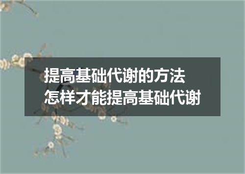 提高基础代谢的方法 怎样才能提高基础代谢