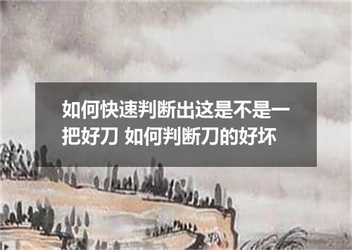 如何快速判断出这是不是一把好刀 如何判断刀的好坏
