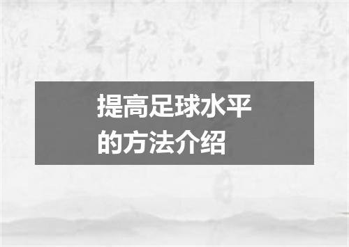 提高足球水平的方法介绍