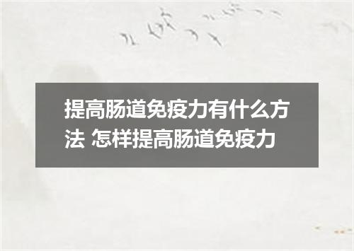 提高肠道免疫力有什么方法 怎样提高肠道免疫力