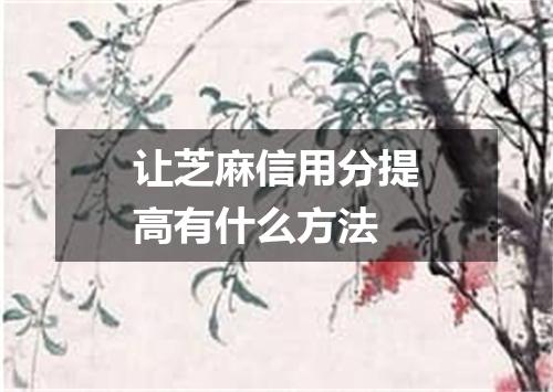 让芝麻信用分提高有什么方法