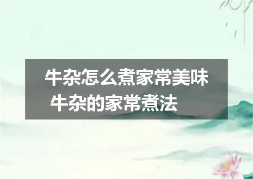 牛杂怎么煮家常美味 牛杂的家常煮法