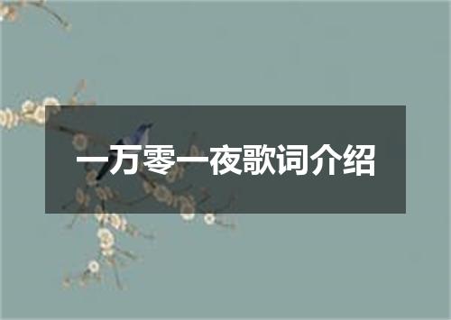 一万零一夜歌词介绍