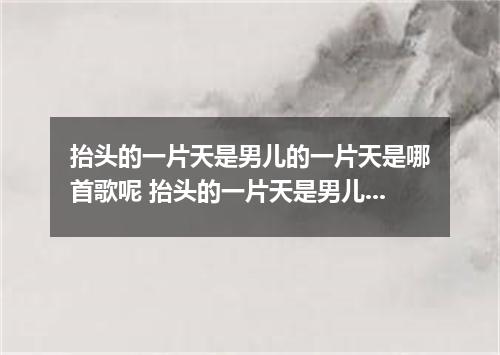 抬头的一片天是男儿的一片天是哪首歌呢 抬头的一片天是男儿的一片天歌词