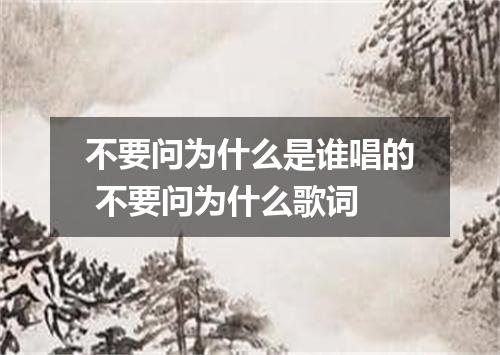 不要问为什么是谁唱的 不要问为什么歌词