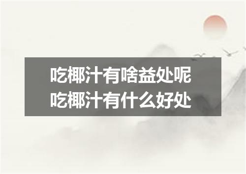 吃椰汁有啥益处呢 吃椰汁有什么好处
