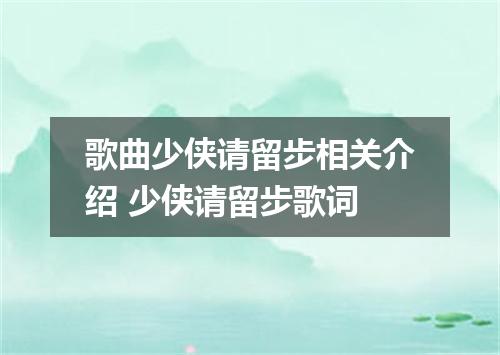 歌曲少侠请留步相关介绍 少侠请留步歌词