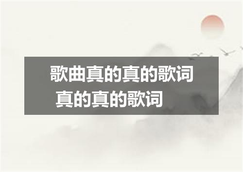 歌曲真的真的歌词 真的真的歌词