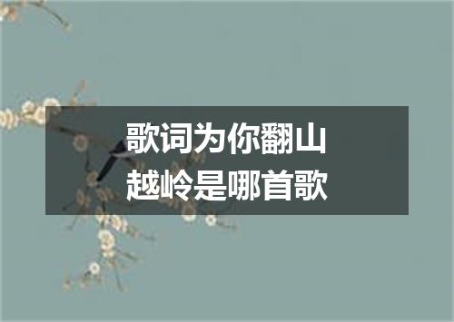 歌词为你翻山越岭是哪首歌