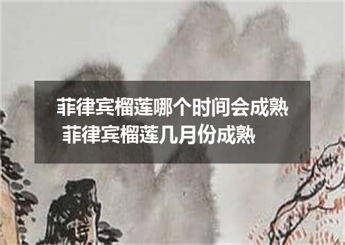 菲律宾榴莲哪个时间会成熟 菲律宾榴莲几月份成熟