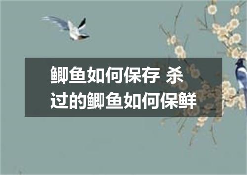 鲫鱼如何保存 杀过的鲫鱼如何保鲜