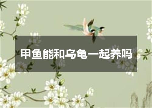 甲鱼能和乌龟一起养吗