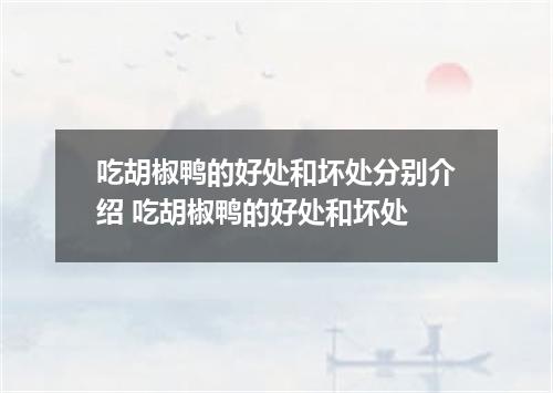 吃胡椒鸭的好处和坏处分别介绍 吃胡椒鸭的好处和坏处