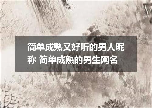 简单成熟又好听的男人昵称 简单成熟的男生网名