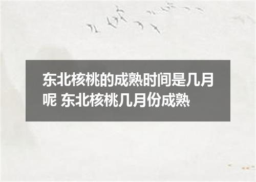 东北核桃的成熟时间是几月呢 东北核桃几月份成熟