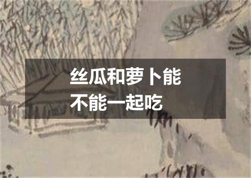 丝瓜和萝卜能不能一起吃