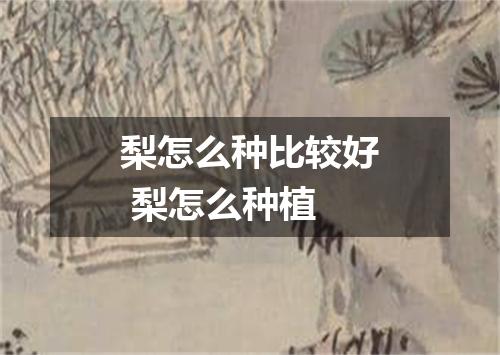 梨怎么种比较好 梨怎么种植