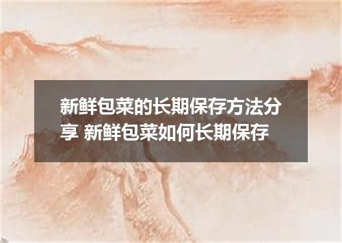 新鲜包菜的长期保存方法分享 新鲜包菜如何长期保存