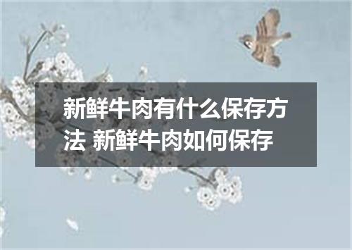 新鲜牛肉有什么保存方法 新鲜牛肉如何保存