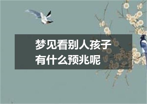 梦见看别人孩子有什么预兆呢