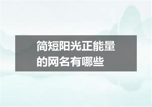 简短阳光正能量的网名有哪些
