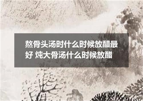 熬骨头汤时什么时候放醋最好 炖大骨汤什么时候放醋