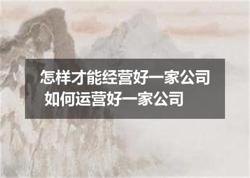 怎样才能经营好一家公司 如何运营好一家公司