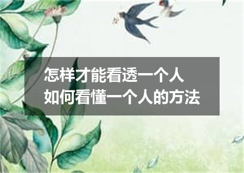 怎样才能看透一个人 如何看懂一个人的方法