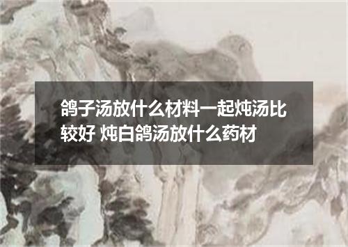 鸽子汤放什么材料一起炖汤比较好 炖白鸽汤放什么药材
