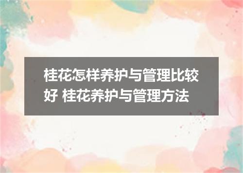 桂花怎样养护与管理比较好 桂花养护与管理方法