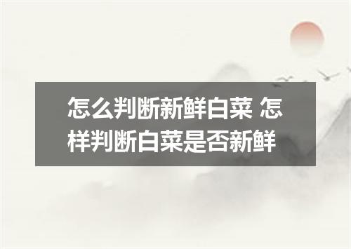 怎么判断新鲜白菜 怎样判断白菜是否新鲜