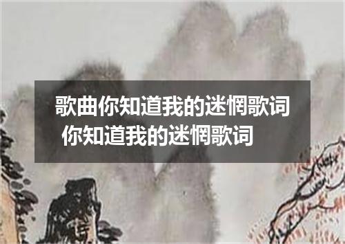 歌曲你知道我的迷惘歌词 你知道我的迷惘歌词