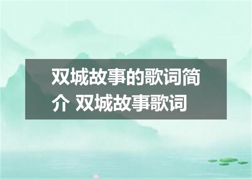 双城故事的歌词简介 双城故事歌词