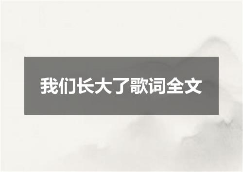 我们长大了歌词全文